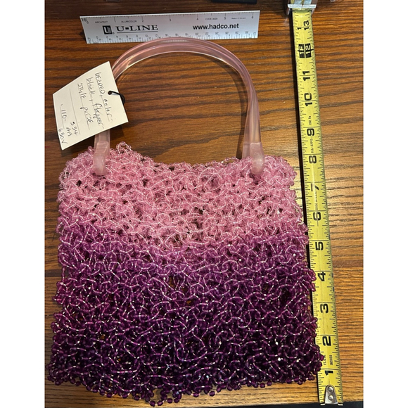 Womens fabulous flapper style Beaded Purse Pink Purple - Picture 4 of 4